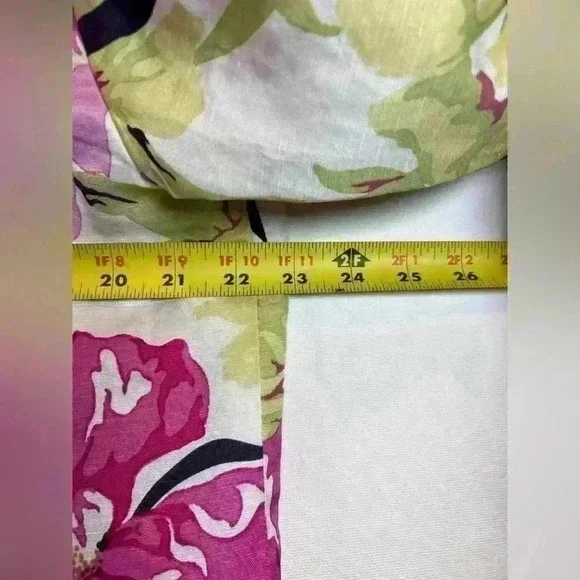 Coldwater Creek Floral blazer jacket‎ size L linen silk blend lined 3/4 sleeve - Picture 9 of 9